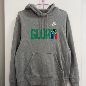 Nike Gray Hoodie with Green and Multicolor Glory Design